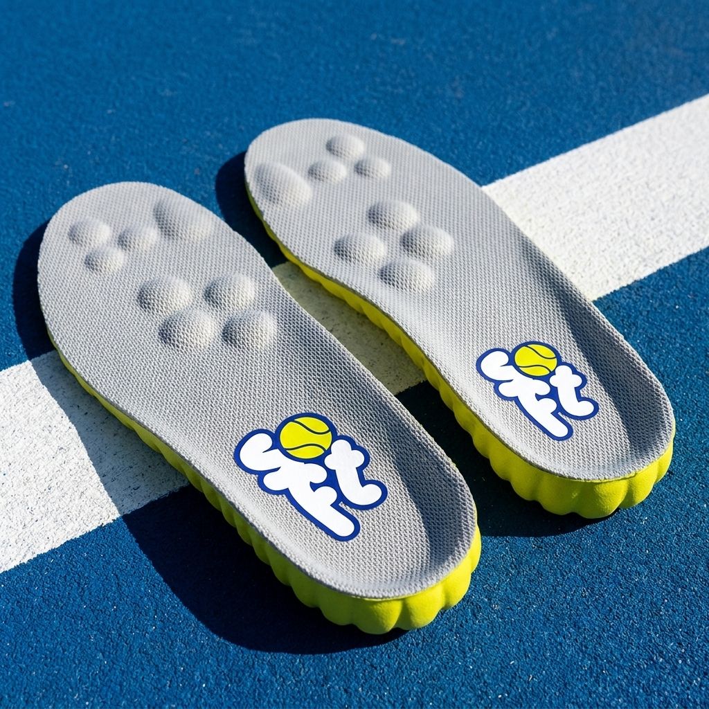 Plantare SOFT PADEL — vista superiore in mesh grigia con suola lime su campo da padel